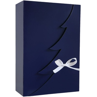Premium Blaue Weihnachtsbaum Geschenkbox – 24 Stk - 30x20x10 cm | Eingetragenes EU-Design | Satinband | Nachhaltige Verpackungslösung2