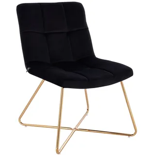 Svita Cocktailsessel LYNN Samt 58 x 82 x 64 cm Schwarz mit goldenen Beinen