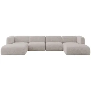 altdecor Eckcouch Velours 5-Sitzer Hellgrau