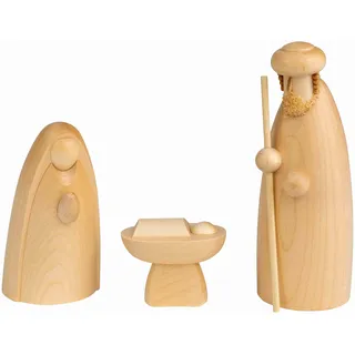 Seiffener Volkskunst Schalling | Krippenfiguren Krippenschmuck Weihnachtsfiguren | Tradition aus dem Erzgebirge | Heilige Familie Natur 12 cm