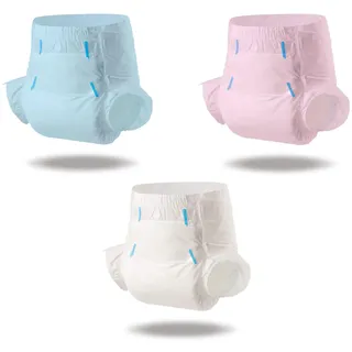 CutiePlusU Windeln für Erwachsene, trockene Oberfläche, maximale Saugfähigkeit über Nacht, Einweg-Inkontinenzwindel – Blau,Rosa,Weiß 3 Stück (Große 37"-47")