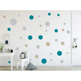 Timalo® 60 Stück Wandtattoo Kinderzimmer bunte große Kreise Pastell Wandsticker – XL Aufkleber Punkte | 73080-SET4-60