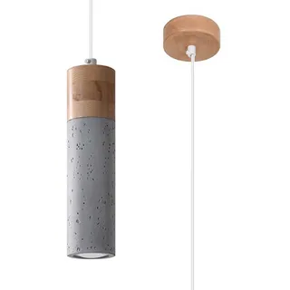 Sollux Lighting Pendellampe 1-flg. 60 cm grau Holz Beton