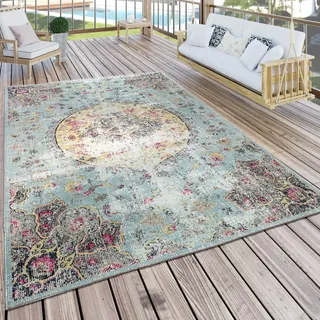 Paco Home - In- & Outdoor Teppich Modern Orient Print Terrassen Teppich Türkis 200x280 Cm