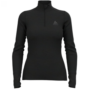 Odlo Damen Funktionsunterwäsche Langarm Shirt mit Reißverschluss MERINO 200, black, XL