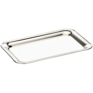 kleines schmales Silbertablett 23.5 x 15.5 cm - flaches versilbertes ohne Füße - rechteckiges silbernes Deko Serviertablett für Speisen und Getränke - ohne Griffe