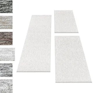 Carpettex Bettumrandung Schlafzimmer 3teilig Kurzflor Teppich Einfarbig Design Creme Bettset:2 mal 60x100 + 1 mal 80x250 - Bettvorleger Schlafzimmer Läufer Set Weicher Bettumrandung Teppich