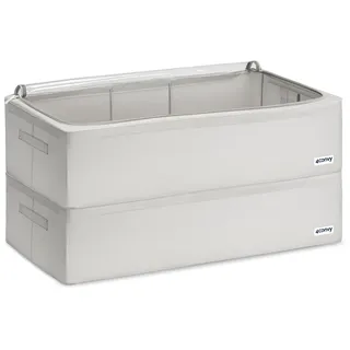 4CONVY Unterbett Aufbewahrungsbox mit Metallrahmen - Kleideraufbewahrung faltbare stapelbare Aufbewahrung für Kleidung mit Reißverschluss und Griffen - Unterbettkommode faltbar Box - 2x68L