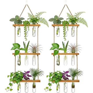 Hängende Reagenzglas Vase, 85 x 20 x 4,5 cm, 3 Ebenen, 9 Röhrchen, Wanddekoration
