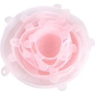 Set Mit 6 Wiederverwendbaren Und Dehnbaren Silikondeckeln Mit Rutschfestem Ring, Für Obstschalen, Gläser, Tassen, Töpfe Und Schüsseln (pink)