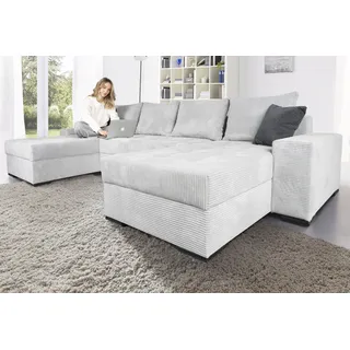 Collection AB Wohnlandschaft COLLECTION AB "Josy XL U-Form, B: 313 cm in Cord, Cord-Mix", grau (hellgrau), B:313cm H:84cm T:161cm, 100% Polyester, Sofas, Wohnlandschaft, Schlaffunktion, Bettkasten & 2 Zierkissen, Federkern, Topseller