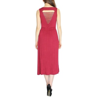 dy_mode Jerseykleid Damen Maxikleid Jersey Kleid im Cut-Out Look am Rücken Sommerkleid Cut-Out Rücken rot