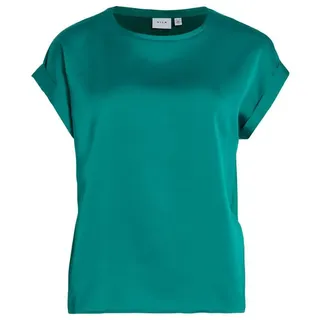 Vila T-Shirt Satin Blusen T-Shirt Kurzarm Basic Top Glänzend VIELLETTE 4599 in Dunkelgrün grün M (38)ARIZONAS