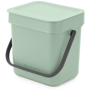 Brabantia - Sort & Go Abfallbehälter 3L - Kleiner Recyclingbehälter - Tragegriff - Pflegeleicht - Für die Arbeitsplatte oder den Küchenschrank - Küchenmülleimer - Jade Green - 19 x 14 x 18 cm