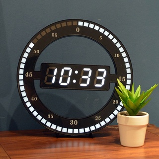 Digitale LED-Tischuhr, Schwarze stumme elektronische Wanduhr,12 Zoll runde Desktop-Uhr Für Schlafzimmer,Wohnzimmer und Büro Dekoration