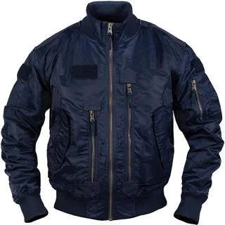Mil-Tec US Tactical Fliegerjacke Herren • Taktische Bomberjacke mit Stehkragen • Winddichte Übergangsjacke für Frühling & Herbst • Pilotenjacke mit vielen Taschen & Patchflächen • Dunkelblau,3XL