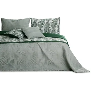 AmeliaHome Tropical Bettüberwurf 220 x 240 cm Grün/Weiß
