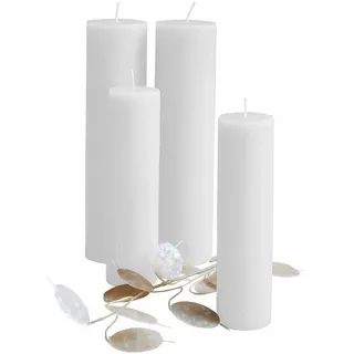 Loberon Kerze 4er Set Avinal, Zwei Größen, Handgefertigt & Durchgefärbt, Geruchslos, Lange Brenndauer, Dekoration, Advent, Adventskerzen, Wachs, Creme