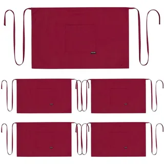 PALLTEX AMAYA Vorbinder Männer Kurz Vorbinder Damen Kurz Schürze Damen Schürze Herren für Kochen Basteln Malen Backen (Burgund - 5 Stücke) –...