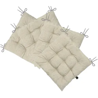 LILENO HOME Stuhlkissen Sitzkissen für Gartenstuhl, Küchenstuhl oder Esszimmerstuhl 40x40x6 cm, Bequeme Indoor u. Outdoor Stuhlauflage als Stuhl Kissen Nature beige