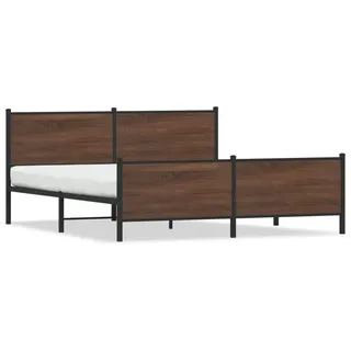 vidaXL Metallbett ohne Matratze Braun Eichen-Optik 180x200 cm