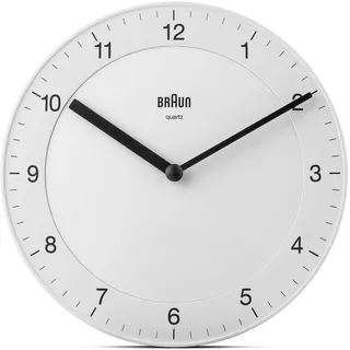 Braun Klassische analoge Wanduhr 20 cm BC06W Weiß