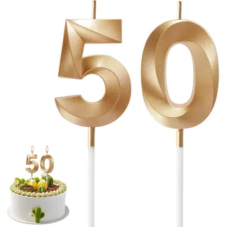 AIYONG 50. Geburtstag Kerzen, Geburtstagskerzen Zahlen 50, Gold Geburtstag Kerzen, 3D Tortendeko, Geburtstagskerze Kuchendeko für Geburtstag Party, Hochzeiten, Jubiläen kuchen Dekoration
