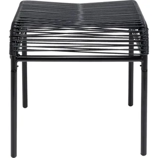 Kare Design Hocker Acapulco Mono, Schwarz, Indoor und Outdoor Sitzhocker im Retro-Design, Fußhocker, Gartenstuhl für Balkon, Garten, Terrasse, Schwarzes Stahlgestell, 40x40x42 cm (H/B/T)