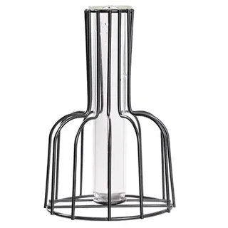 Surwin Glasvase Deko, Gross Klar Glasvase 15cm Hoch -Vintage Deko Vase Tischdekoration Reagenzglas Klarem Blumenvase für Wohnzimmer Büro Dekoration Heimdekoration, Hochzeits (15x9.5x3.5cm,Black)