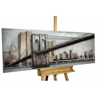 Kunstloft Metallbild, Blau, Grau, Metall, 9.6x44 cm, Bilder und Zubehör, Wandbilder, Metallbilder