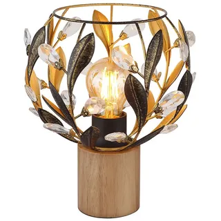 GLOBO LIGHTING Tischleuchte, Leuchtmittel nicht inklusive, Tischleuchte Beistelllampe Nachttischlampe Wohnzimmerlampe Holz Gold