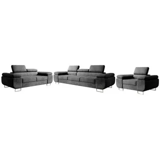 inter Wohnlandschaft Sofa-Set MALTA 3-2-1 mit Bettfunktion und verstellbare Kopfstützen, 3-Sitzer mit Bettfunktion und Kopfteilverstellung, 2-Sitzer mit Kopfteilverstellung, Sessel mit Kopfteilverstellung, Bettfunktion verstellbareKopfstützen