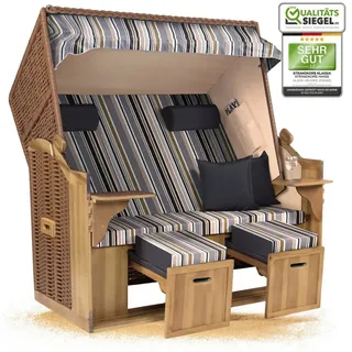 Strandkorb Hanse Strandkorb Strandkorb Ostsee XXL 2,5-Sitzer Volllieger Beige Anthrazit, BxTxH: 150x80x160 cm, Ostsee XXL Volllieger, Ostsee 2,5-Sitzer Modell 2025, Stabiles Wacholder mit handgefertigtem Polyrattangeflecht grau