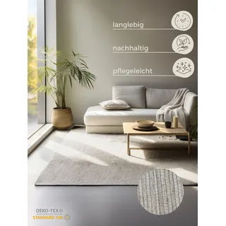HANSE HOME Jute Teppich – Natur Wohnzimmerteppich - Handgewebt & Natürlich – Boho Naturfaser Juteteppich für Wohnzimmer, Schlafzimmer, Esszimmer, Flur, Küche – Naturweiß Ivory, 80x150cm