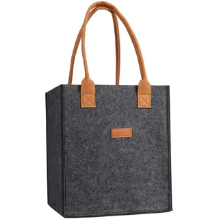 Flaschentasche Mit 6 Fächer, Flaschenträger Aus Filz Für 6 Flaschen, Wiederverwendbar Männerhandtasche Flasche Tasche Filztasche Einkaufstasche Für Bierflaschen Weinflasche Getränketasche (Schwarz)