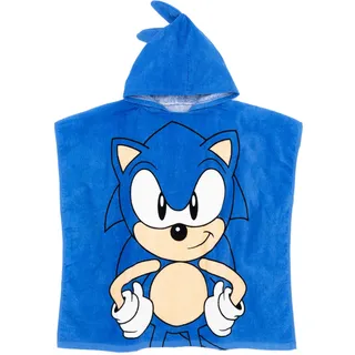 Sonic The Hedgehog Handtuch Poncho Kinder Kleinkinder | Mädchen Jungen Spiel Film Charakter Kinder Bad Bademode Strandtuch mit 3D Stachelhaar