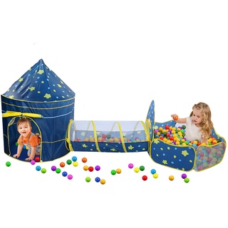 3-in-1 Kinderspielzelt für Kinder mit Krabbeltunnel Spielhaus Bällebad, Kinderzelt Babyzelt mit Entdeckungstunnel, Kinder Pop Up Zelt Spielzelt für Jungen Mädchen Babys, Drinnen und Draußen