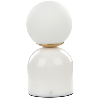 BELIANI Tischlampe Weiß aus Marmor u. Glas 21 cm Kugelform Modernes Design Nachttischlampe für Wohnzimmer Schlafzimmer