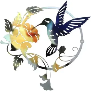 Metallene Vogelsilhouette, Wanddeko Aus Metall, Runde Wanddekoration Für Zuhause, Büro, Wohnzimmer, Hotel (31x32cm) (blau)