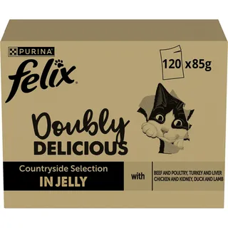 FELIX Doppelt Lecker So gut wie es aussieht Geschmacksvielfalt vom Land in Gelee 120 x 85 g