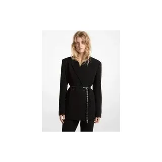 MK Zweireihiger Blazer aus Krepp mit Gürtel - Schwarz - Michael Kors - EU 32