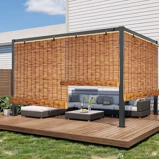 WOGTITYI Bambusrollo Für Außenrollo, Natur Balkonrollo Sichtschutz, 30 50 70 90 100 110 130 150 160cm Bambus Rollo, Sonnenschutzrollo Für Indoor Outdoor Türen Terrasse Garten (Size : W160xH220CM)