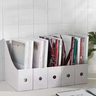Sinxioer Stehsammler a4 breit, Stehsammler pappe stabil Flaches Bodendesign,stehordner pappe,Rechteck,10 sammelordner A4 mit Etiketten-Ausgezeichneter schreibtisch organizer! (white)
