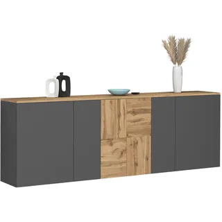 OTTO home ISEO 200 x 70 x 35 cm Grau / Eiche Wotan
