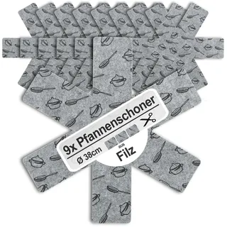 COM-FOUR 9X Pfannenschutz Ø 38 cm aus Filz, Hitzebeständig | Pfannenschoner zum Schutz vor Kratzern - Zuschneidbare Pfannenschutzmatte für Bratpfannen - Töpfe & Schüsseln