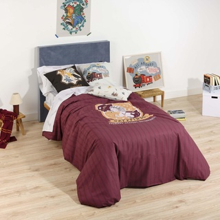 BELUM | Bettbezug Harry Potter, Bettbezug mit Knöpfen 100% Baumwolle, Modell Gryffindor Sweet für 120 cm Bett (200 x 200 cm)