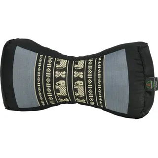 Festes Kapok-Kissen als Nackenkissen, Stützkissen, für Entspannung Massage und Meditation mit Füllung aus 100% Kapok (30x15x10 cm). Thai-Design (Elefanten blau)
