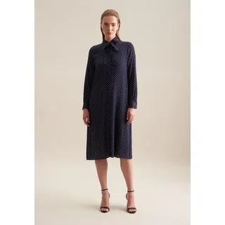 Seidensticker Sommerkleid "Schwarze Rose", Damen, Gr. L (40), Normalgrößen, blau (dunkelblau), 100% Viskose, gepunktet, regular fit, Langarm, Kleider, Langarm Kragen Punkte
