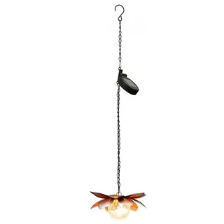 IC Gardenworld LED Solarleuchte Solar Dekoleuchte Lotusblume mit Bruchglaskugel, LED fest integriert, warm-weiß, moderne Gartenleuchte als Lotusblüte / Seerose