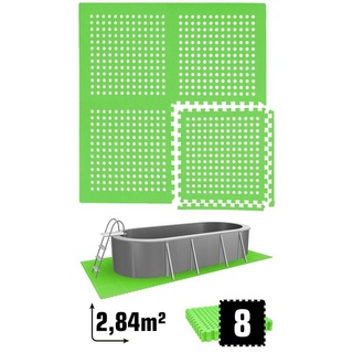 eyepower Bodenmatte 2,8 m2 Poolunterlage 8 EVA Matten 62x62 cm Set, Stecksystem rutschfest Grün grün